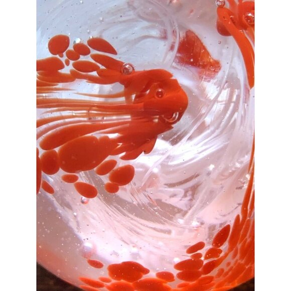 Red & White Ribbon Dragon? Globe Art Glass Paperweight Vintage - Picture 11 of 12